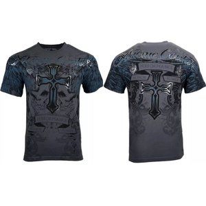 XTREME COUTURE by AFFLICTION Men's T-Shirt CARNIVORE Skulls Cross Biker S-5XL